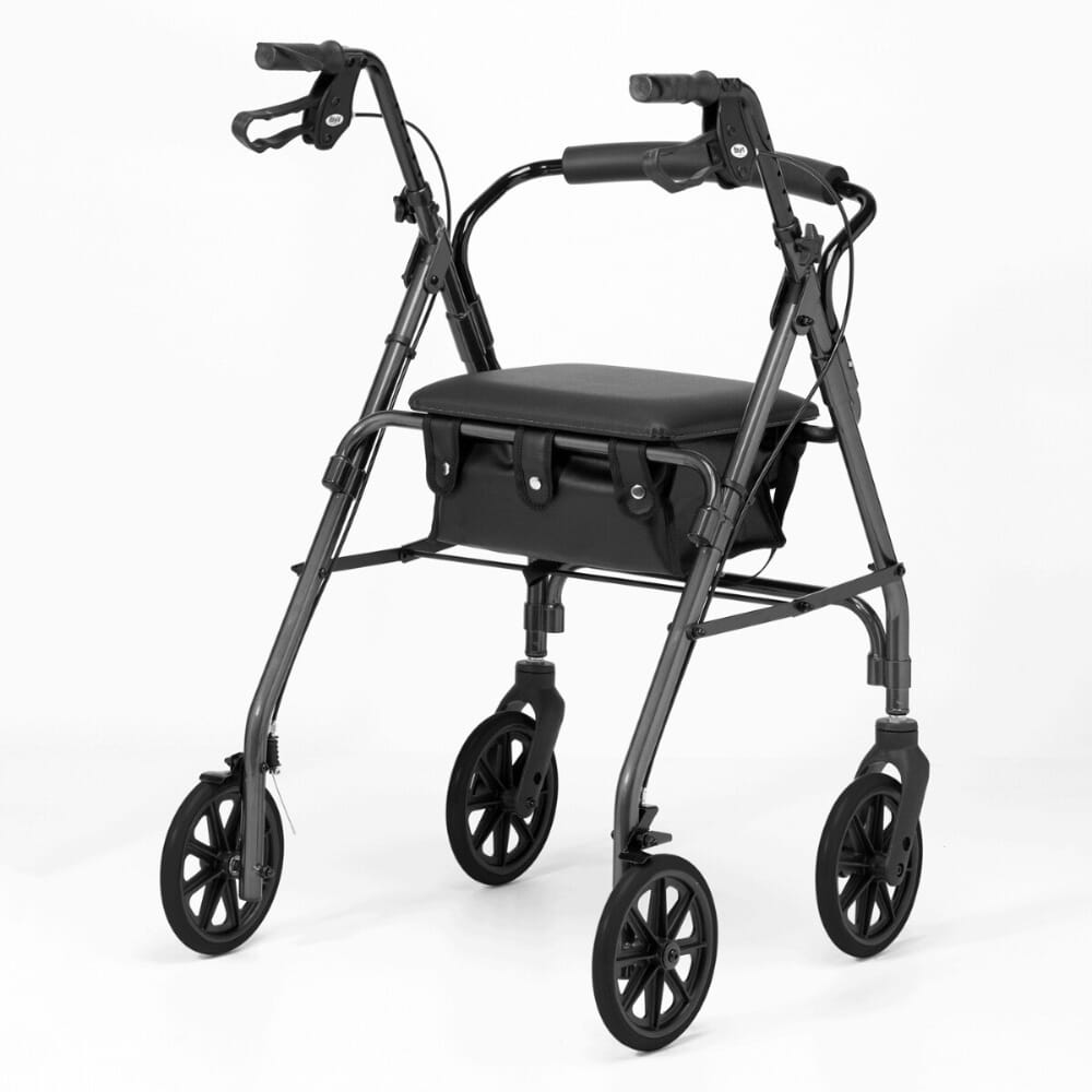 lightweight aluminium framed rollator quartz grey back