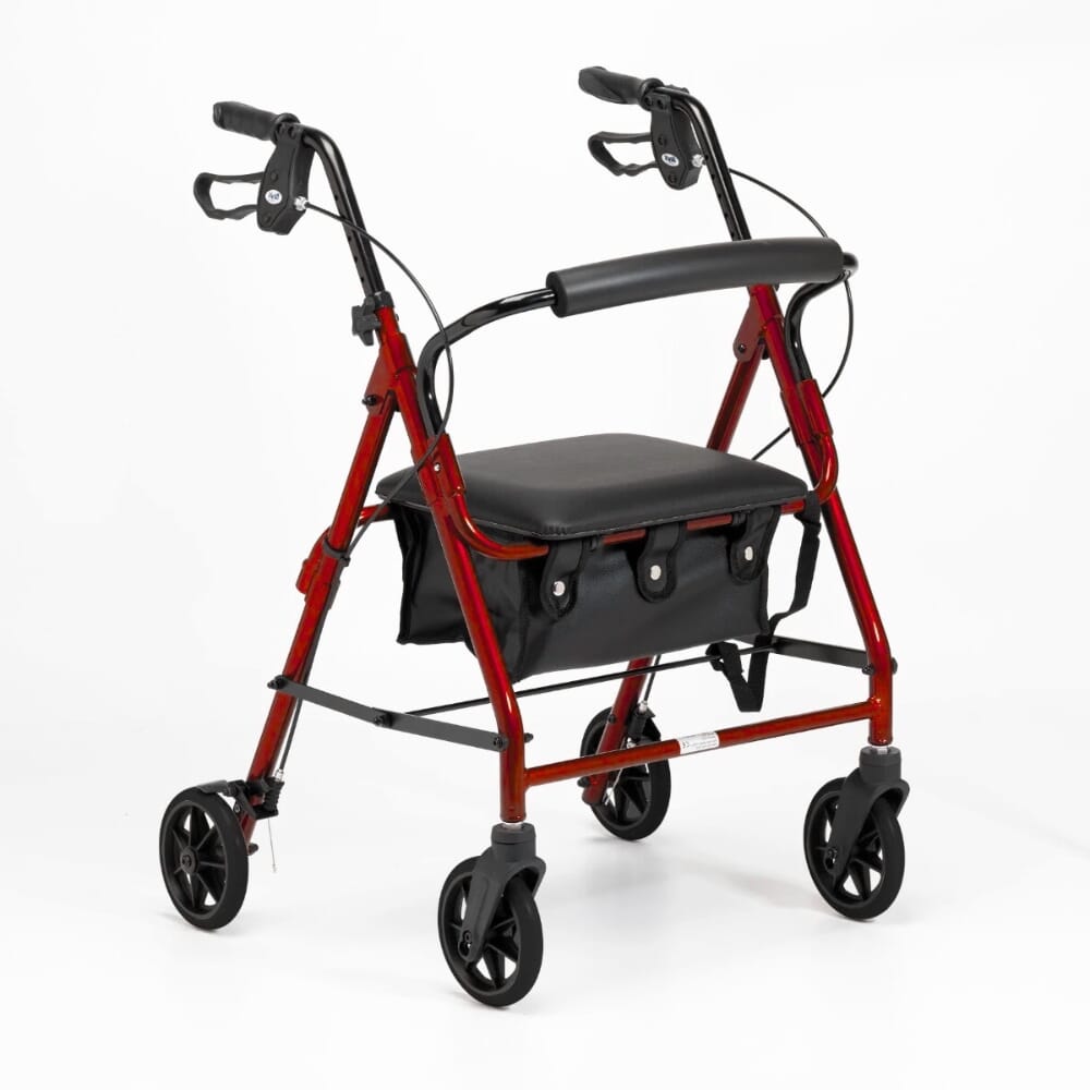 lightweight aluminium framed rollator red 1