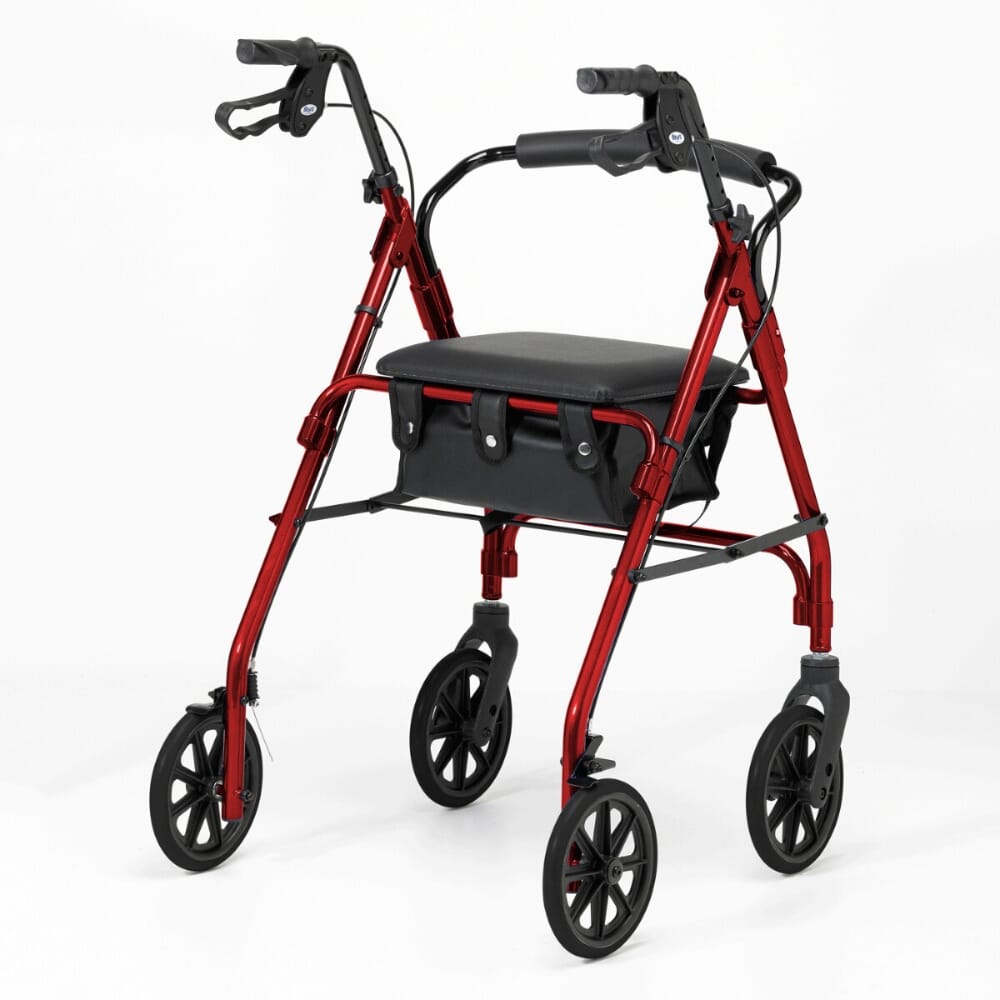 lightweight aluminium framed rollator red back