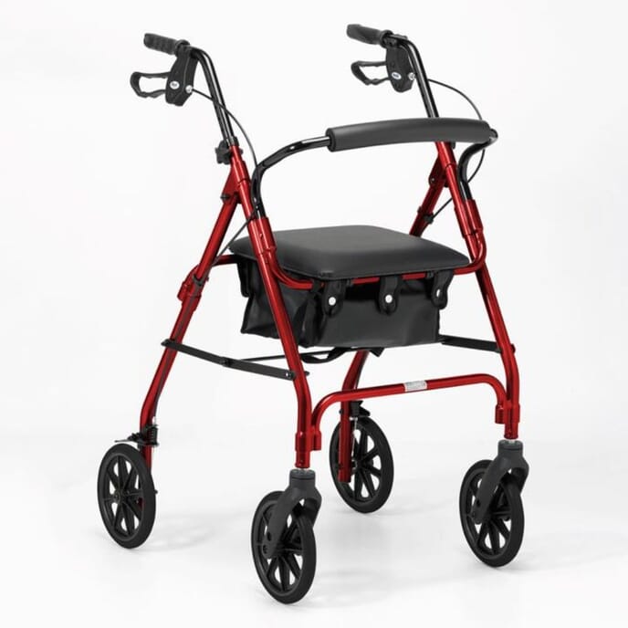 lightweight aluminium framed rollator red