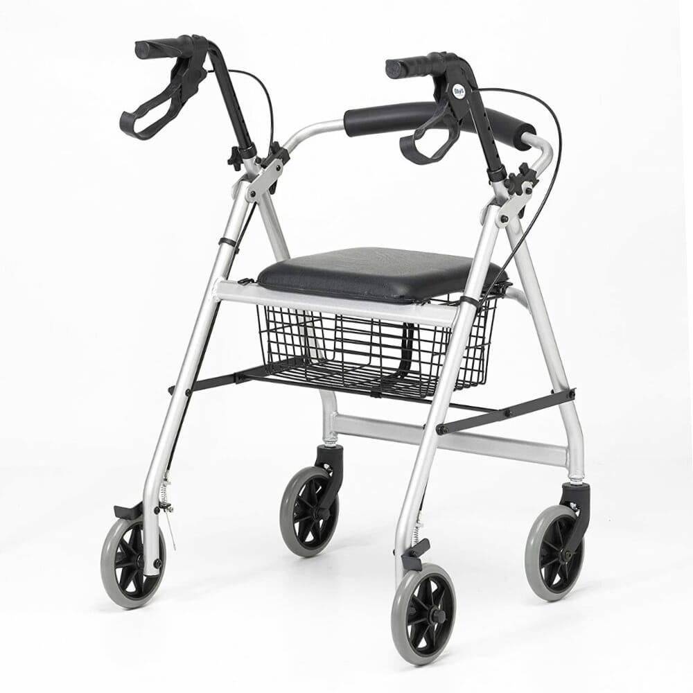 lightweight aluminium framed rollator silver back