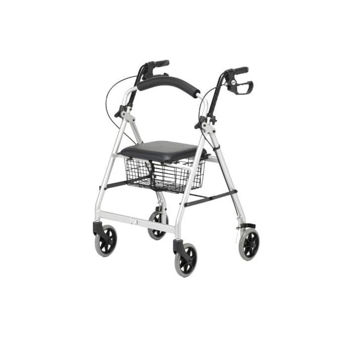 lightweight aluminium framed rollator silver