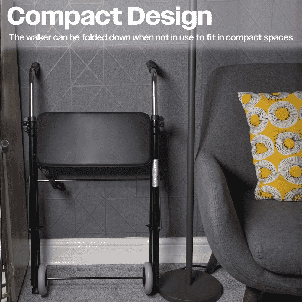 lightweight foldaway wheeled walking frame compact