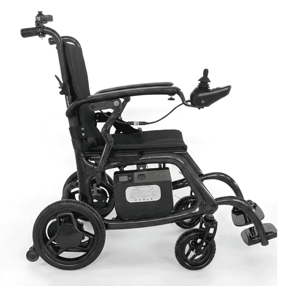 lightweight folding electric wheelchair side view