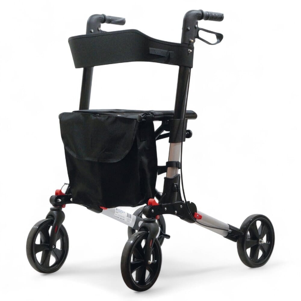 View Lightweight Folding Rollator Walker with Seat Grey information