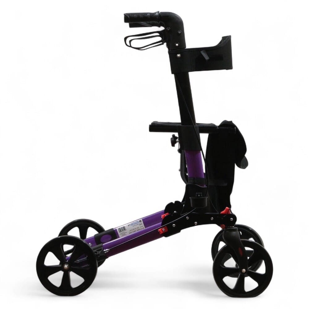 lightweight folding rollator walker with seat purple side