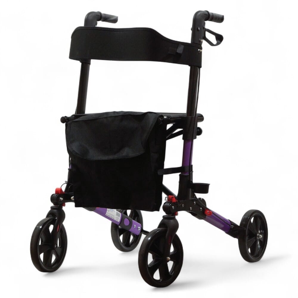 View Lightweight Folding Rollator Walker with Seat Purple information
