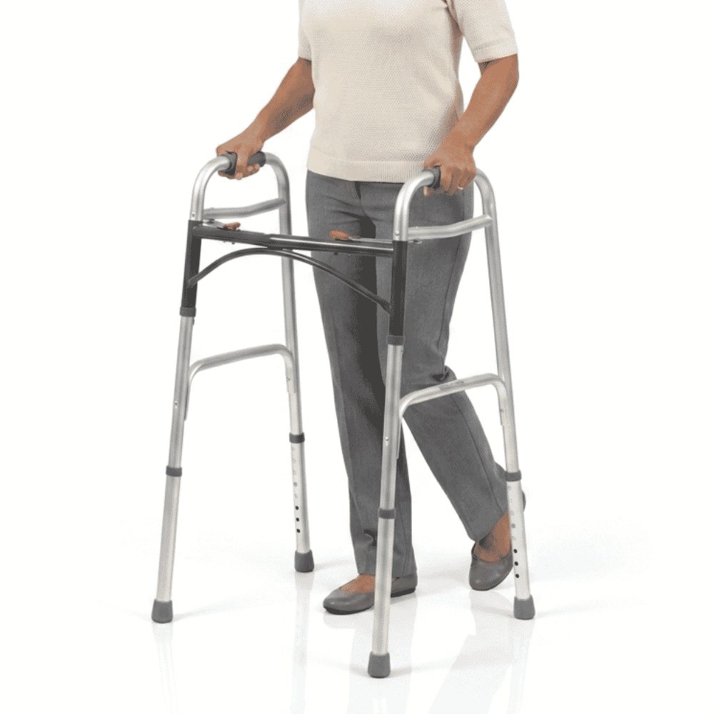 lightweight folding walking frame in use