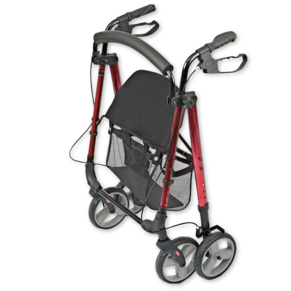 lightweight four wheeled rollator folded