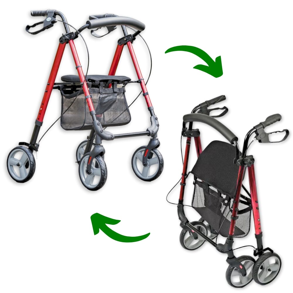 lightweight four wheeled rollator folding