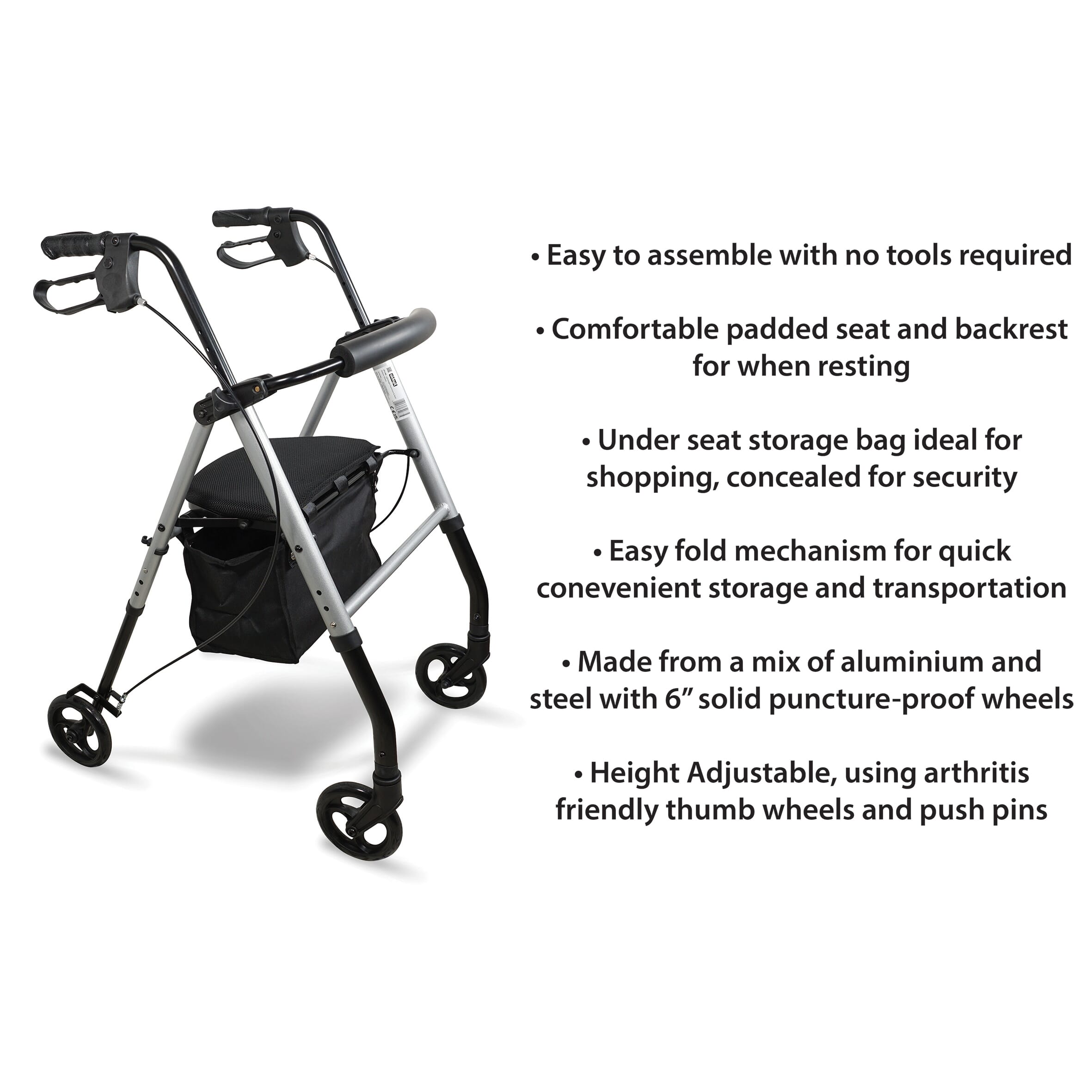 lightweight four wheeled rollator with seat 4