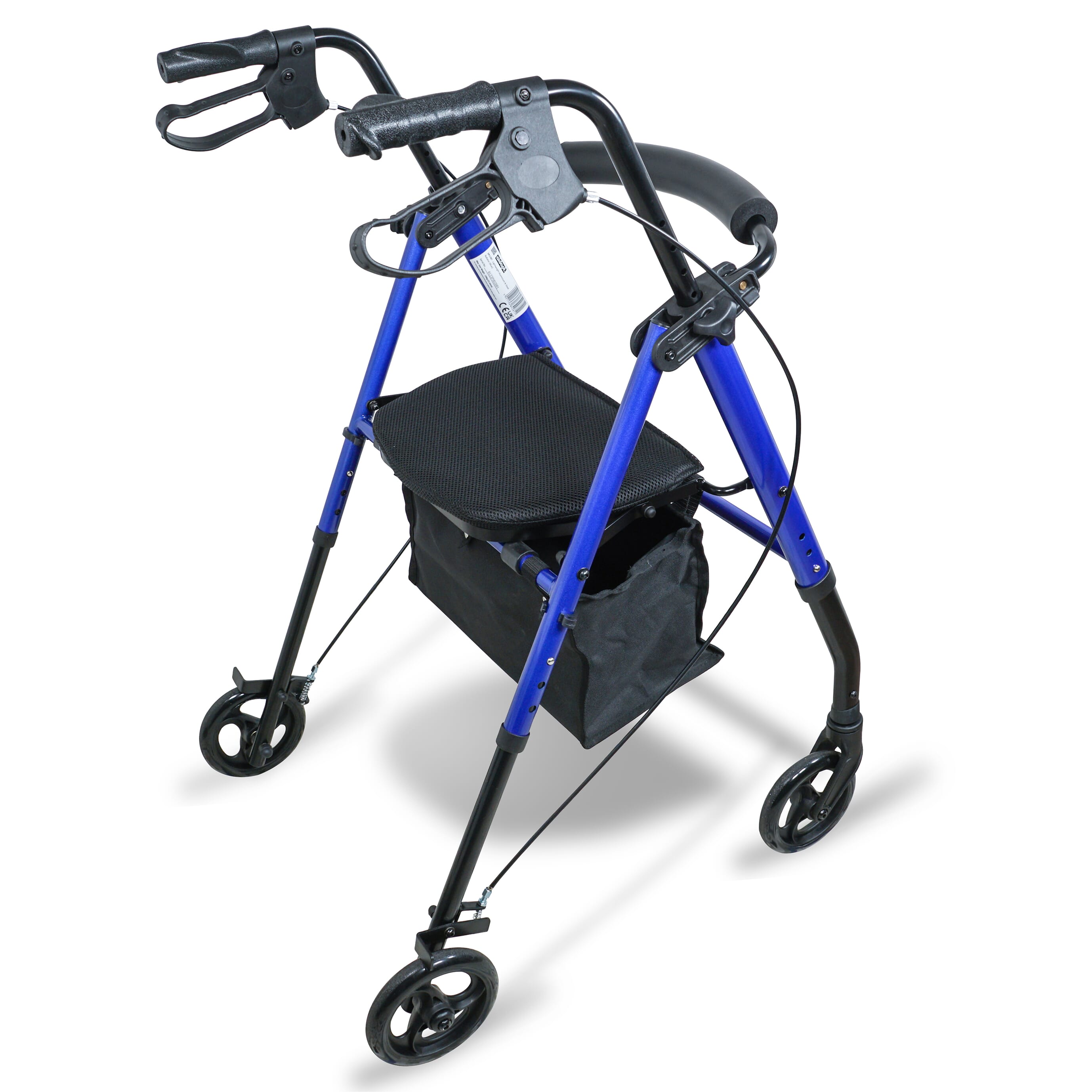 lightweight four wheeled rollator with seat blue 2