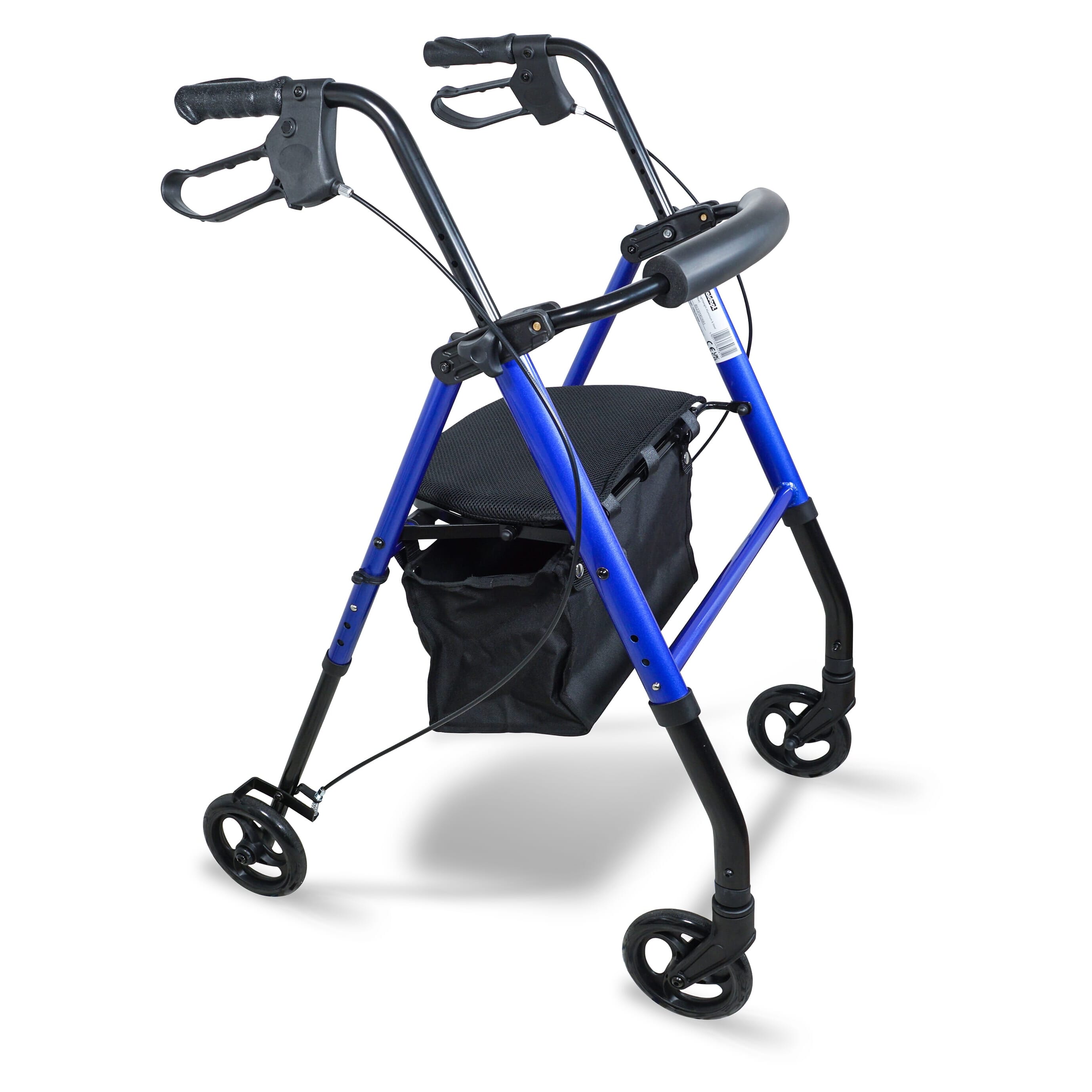lightweight four wheeled rollator with seat blue