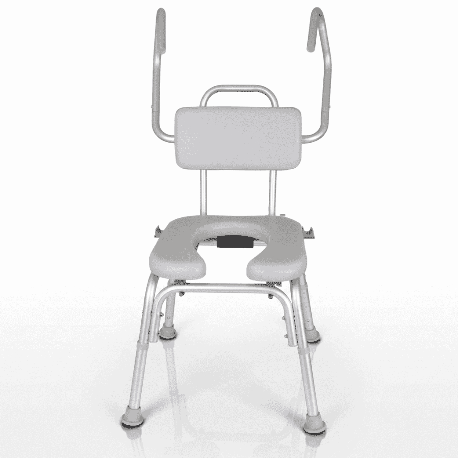lightweight padded shower chair with cut out raised arms