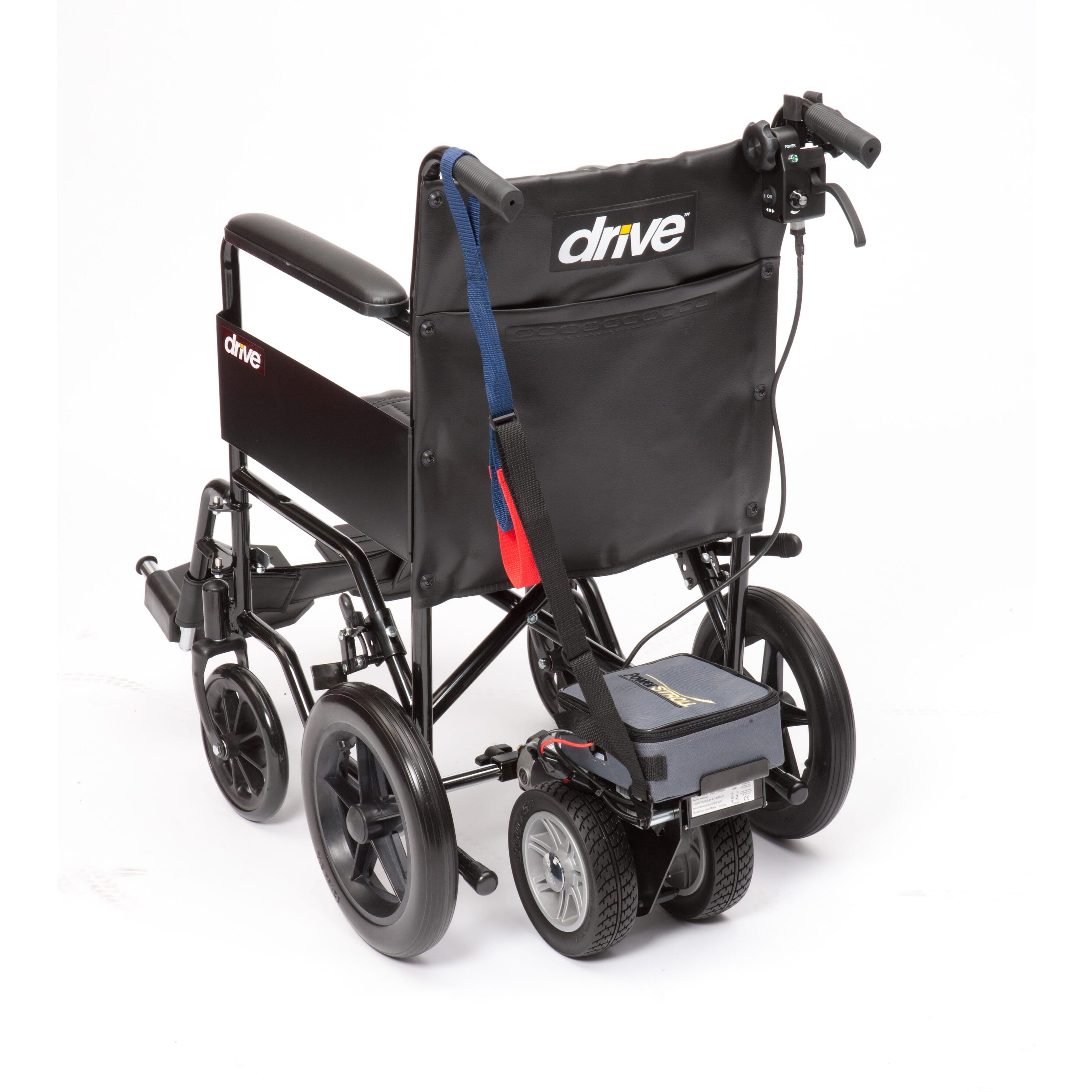 lightweight powerstroll wheelchair power add on in use
