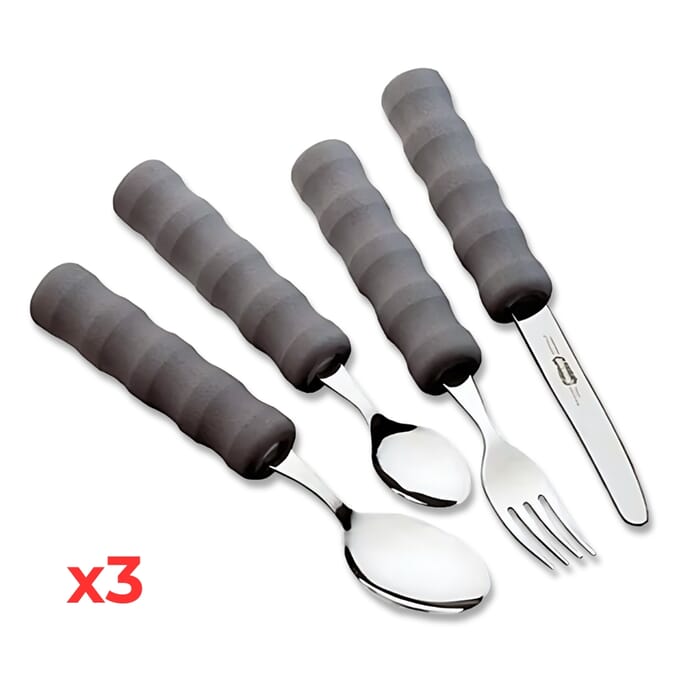 lightweight ribbed foam handled cutlery full set triple pack