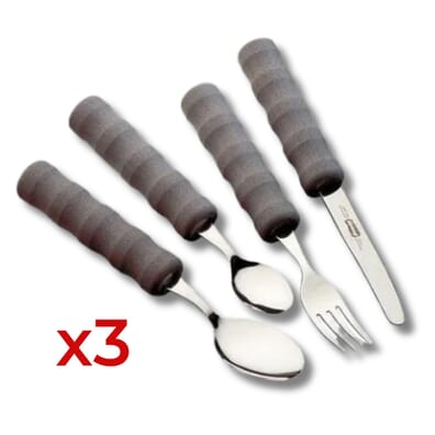 Lightweight Ribbed Foam Handled Cutlery - Full Set - Triple Pack