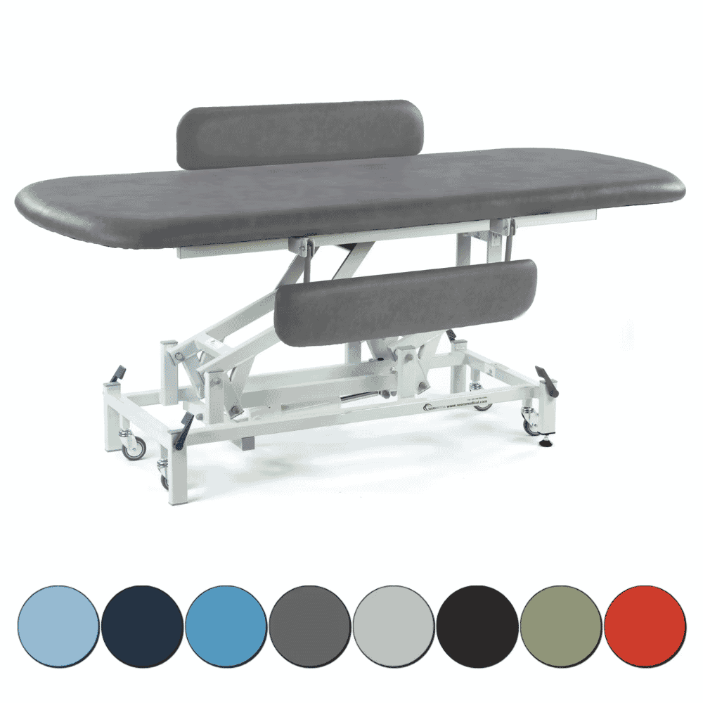 Long Electric Therapy Hygiene Table with Retractable Wheels and Padded Side Rails