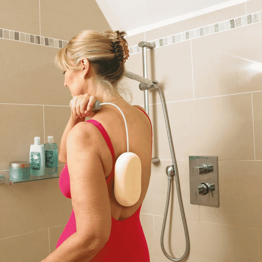 long handled sponge in use