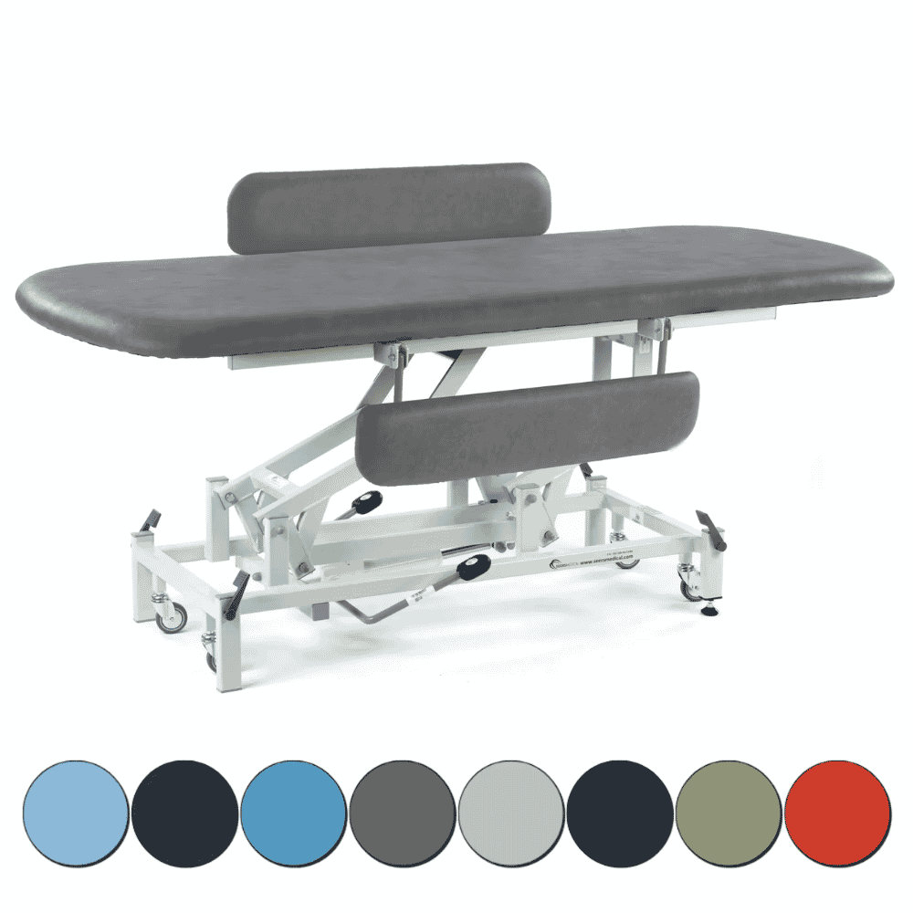 Long Hydraulic Therapy Hygiene Table with Retractable Wheels and Padded Side Rails