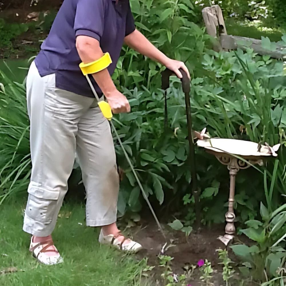 long reach trowel with arm support cuff lifestyle