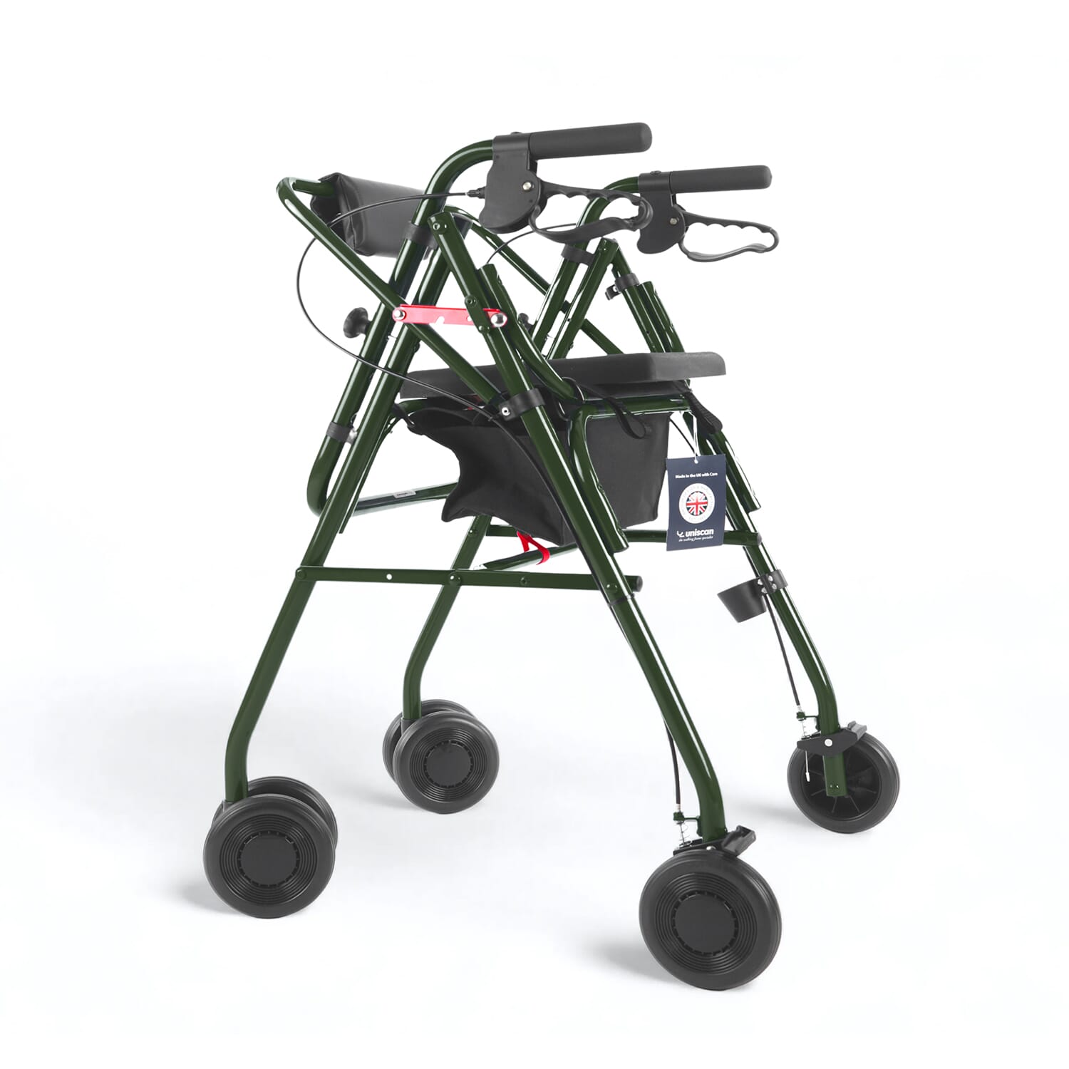 low glider plus adjustable rollator green