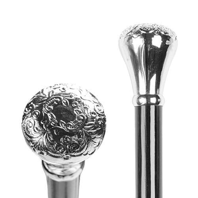 luxury embossed chrome walking stick