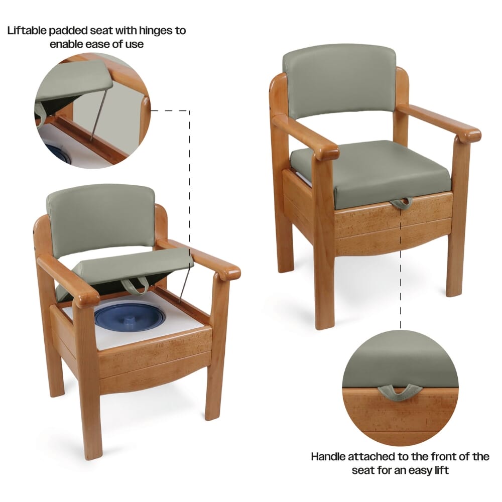 luxury wooden commode pebble grey seat