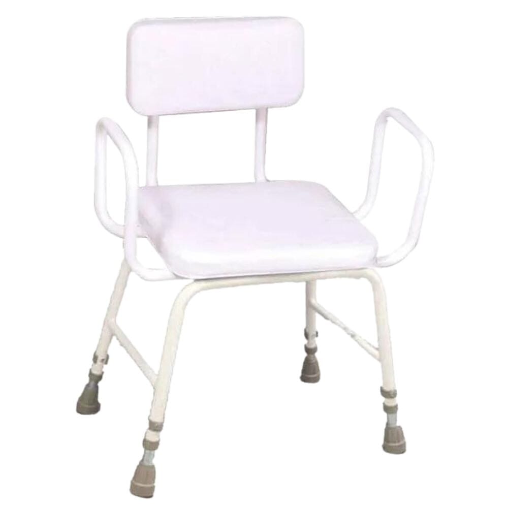 View Malvern Extra Low Vinyl Perching Stool Arms Padded Back information