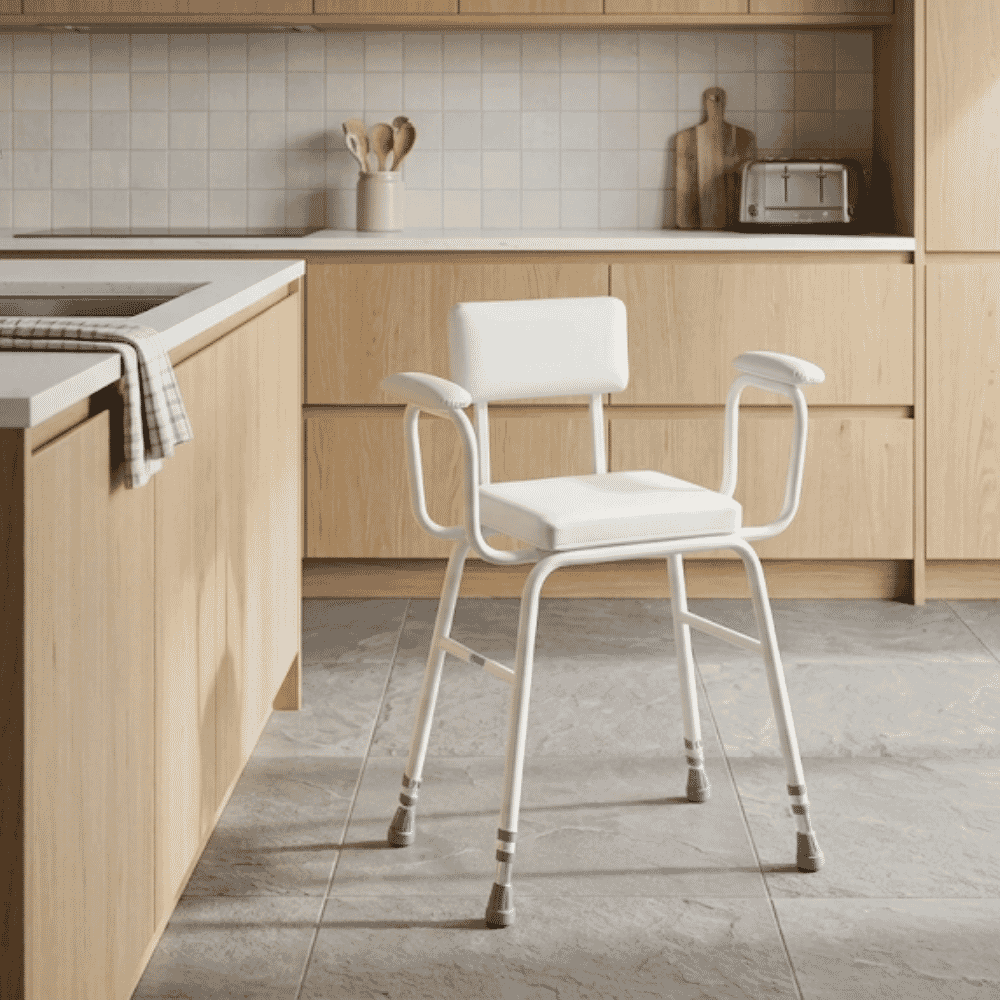 malvern padded perching stool with armrests and backrest kitchen