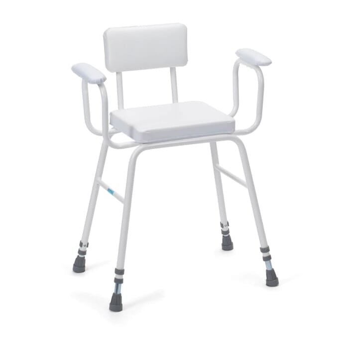 malvern padded perching stool with armrests and backrest