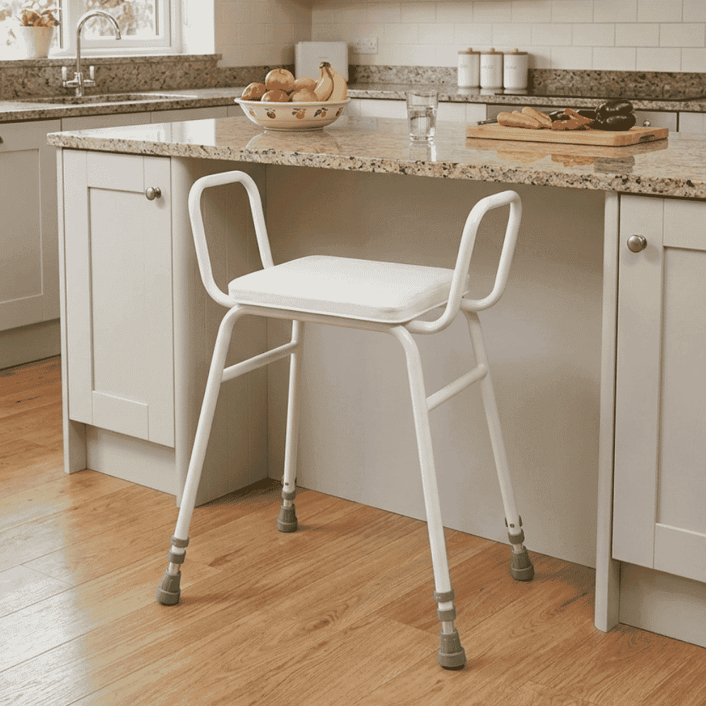 malvern perching stool with armrests lifestyle