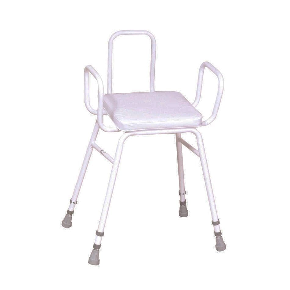 View Malvern Vinyl Seat Perching Stool Adjustable Height with Armrests and Backrest information