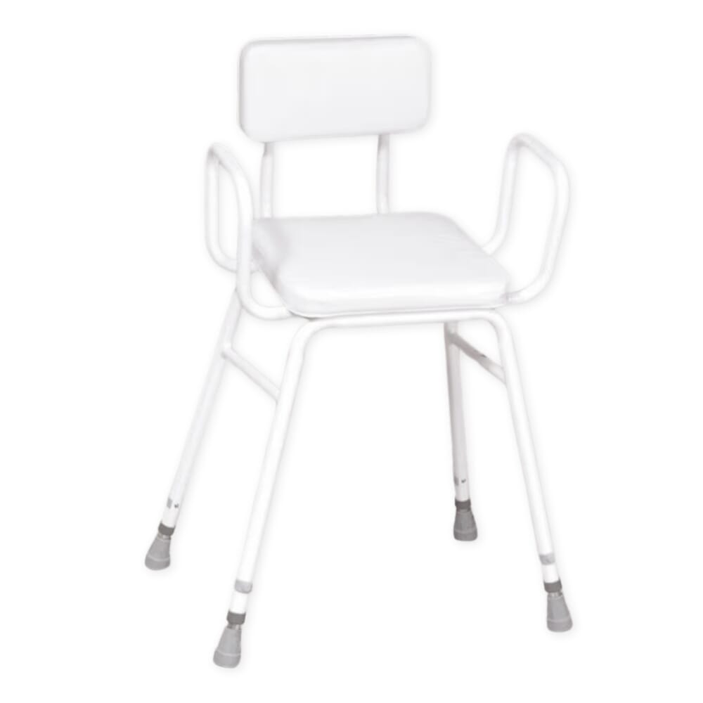 Malvern Vinyl Seat Perching Stool - Adjustable Height with Armrests and Padded Backrest