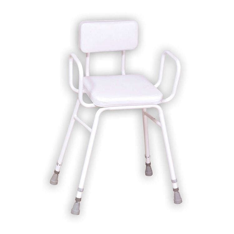 View Malvern Vinyl Seat Perching Stool Adjustable Height with Armrests and Padded Backrest information