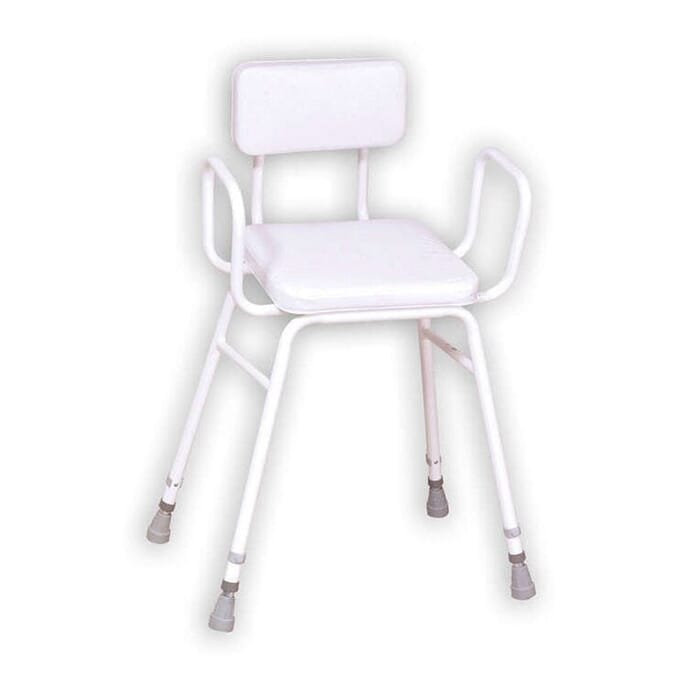 malvern vinyl seat perching stool adjustable height with armrests and padded backrest