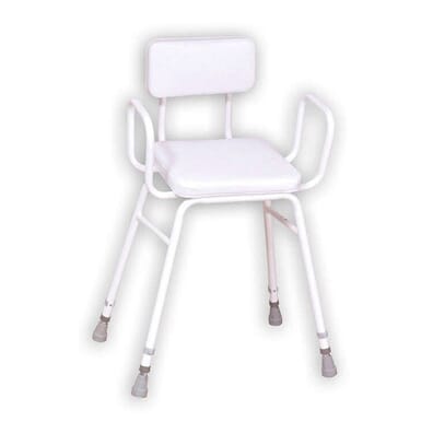Malvern Vinyl Seat Perching Stool - Adjustable Height with Armrests and Padded Backrest