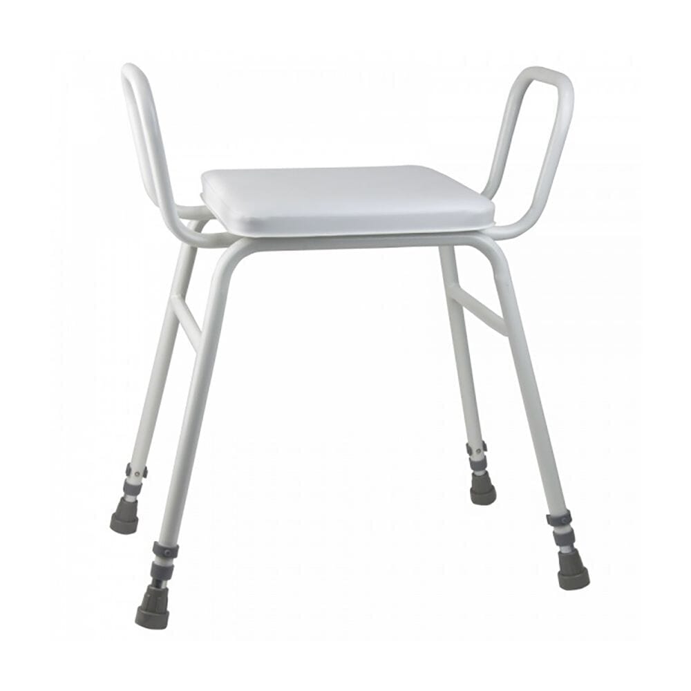 Malvern Vinyl Seat Perching Stool - Adjustable Height With Armrests