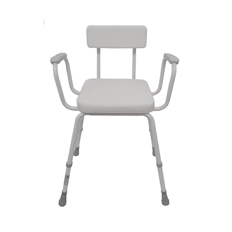 View Malvern Vinyl Seat Perching Stool Adjustable Height with Padded Armrests and Padded Backrest information