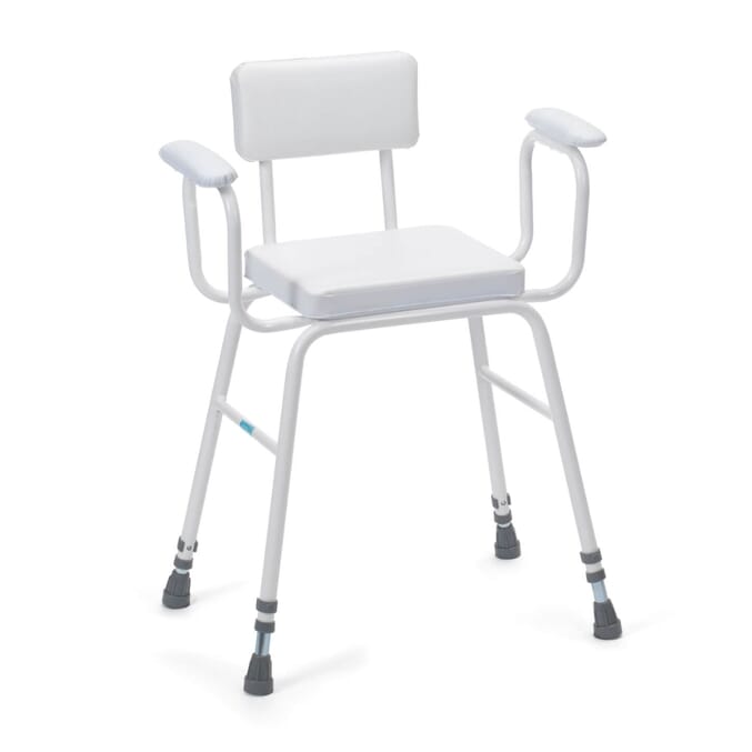 malvern vinyl seat perching stool adjustable height with padded armrests and padded backrest