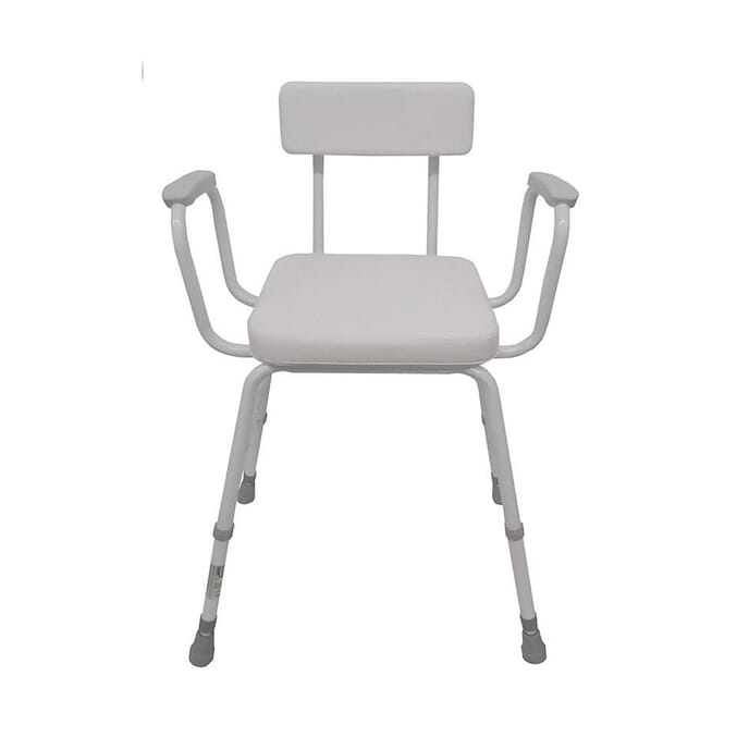 malvern vinyl seat perching stool adjustable height with padded armrests and padded backrest