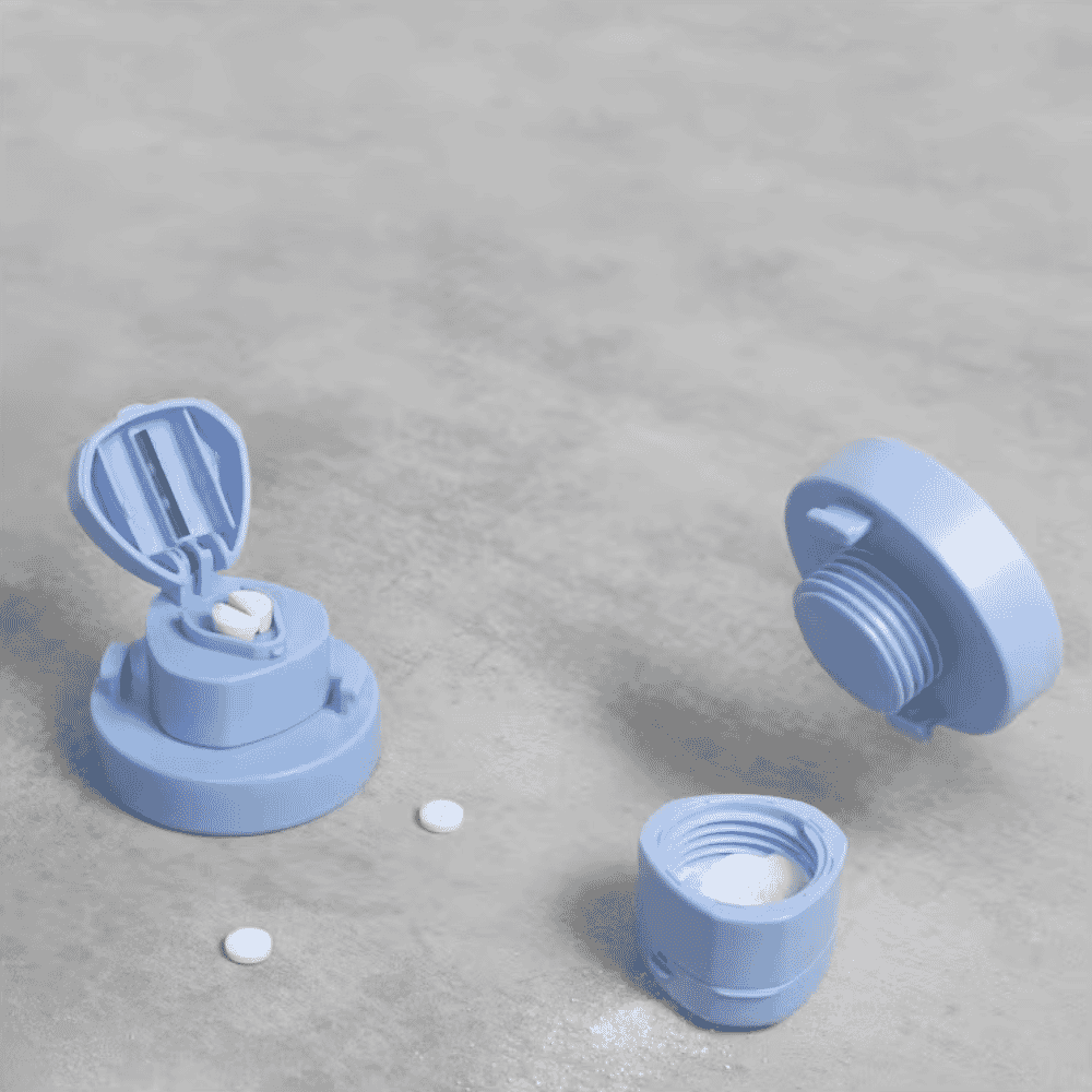 medi travel flask blue in use