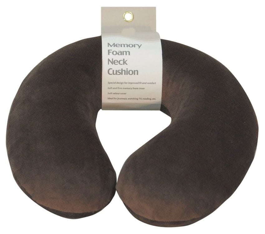 View Memory Foam Travel Pillow Brown Neck Cushion information