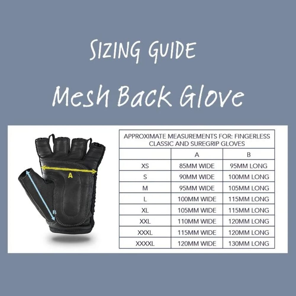mesh back wheelchair gloves size guide