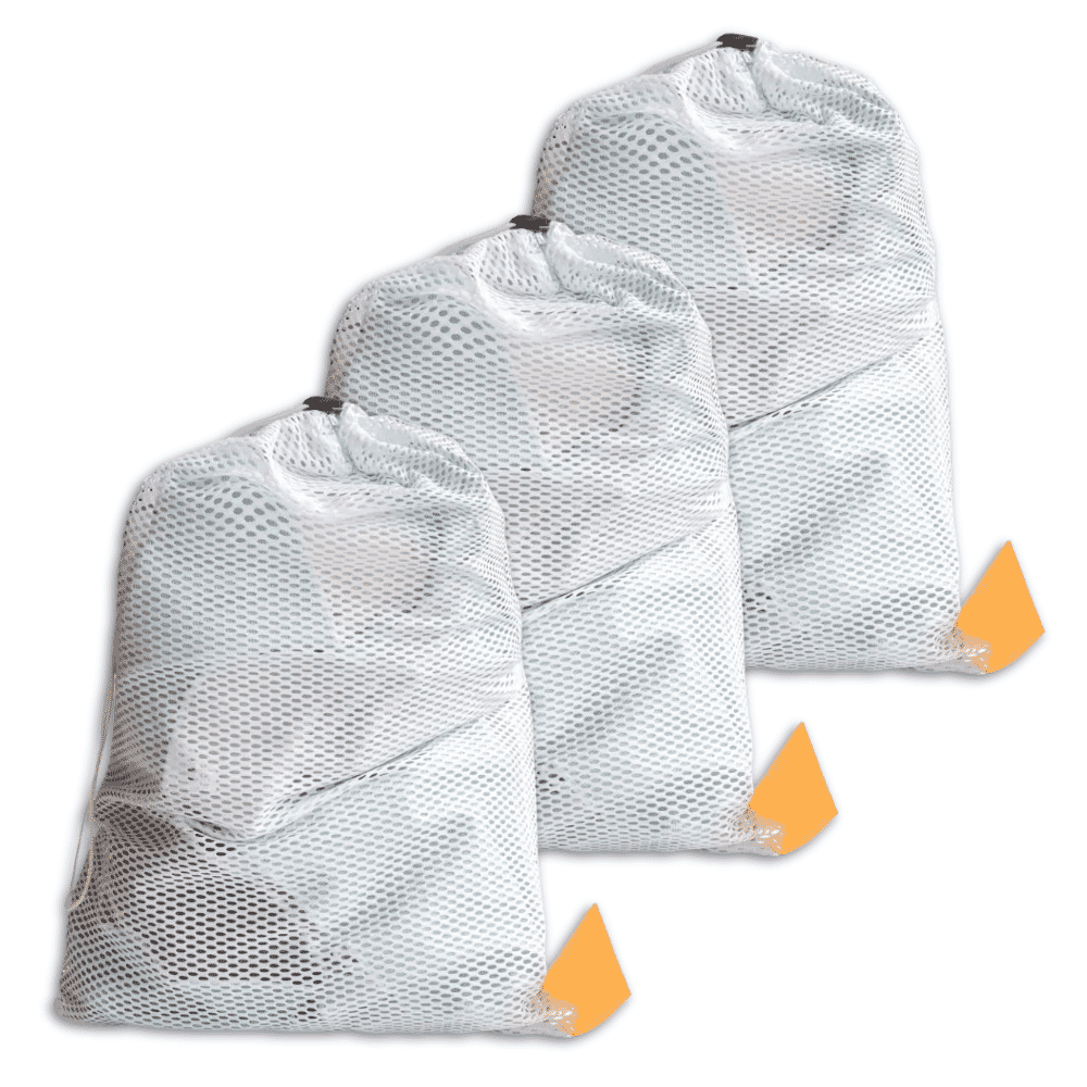 mesh laundry bag yellow tag with drawstring 64cm x 84cm pack of 3