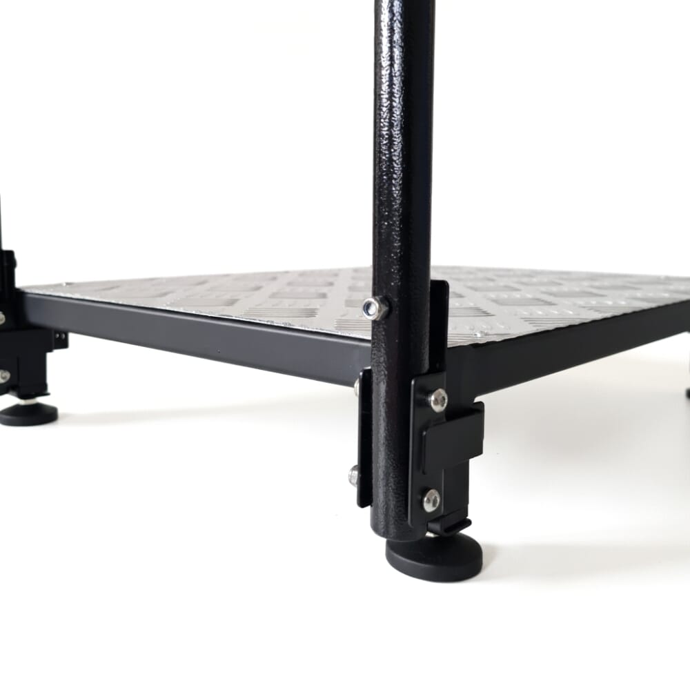 metal half step step with one handle close up