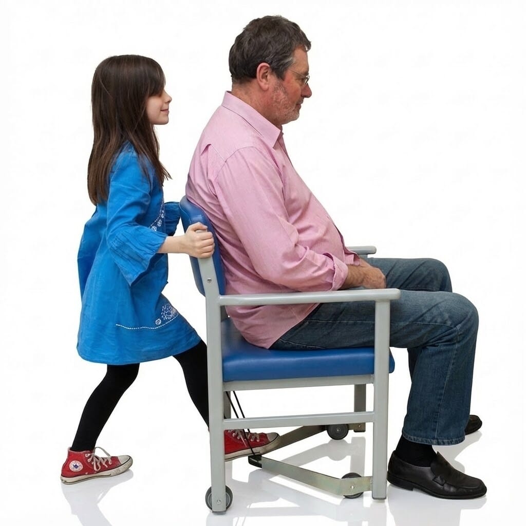 millie mova metal chair aid in use
