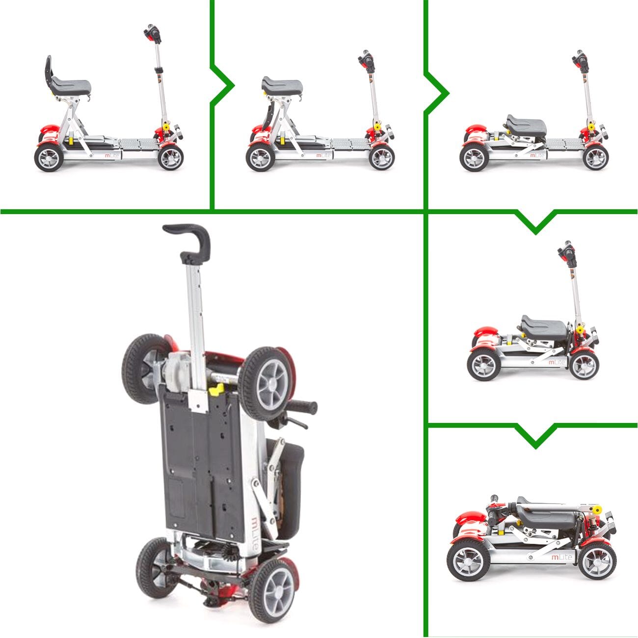 mlite folding mobility scooter red fold
