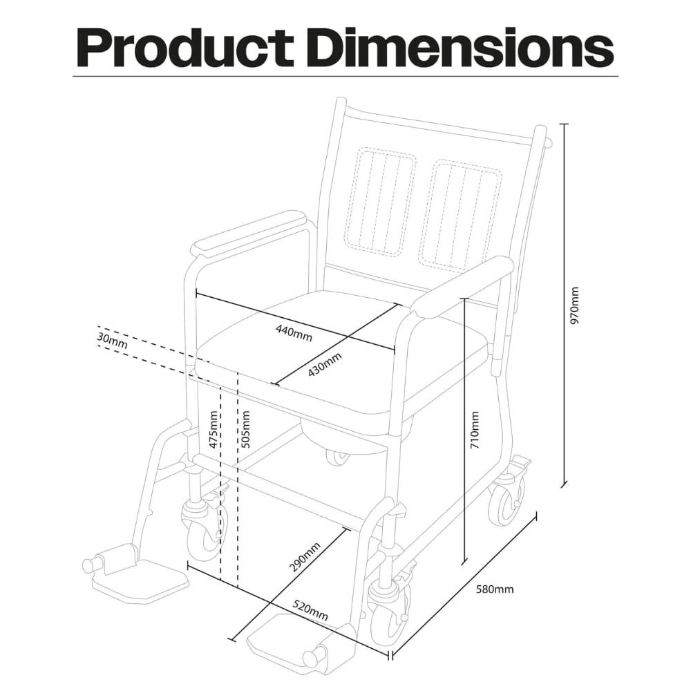 mobile commode dimensions