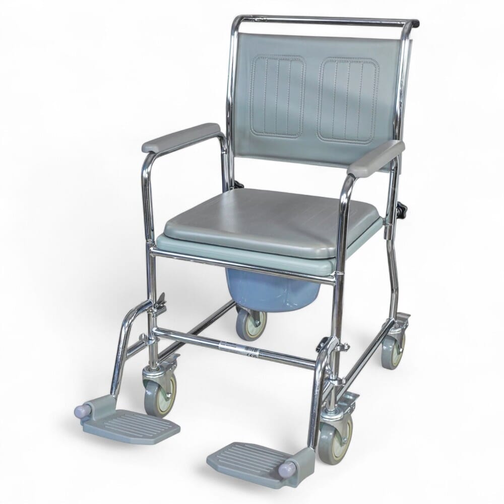 mobile commode seat on